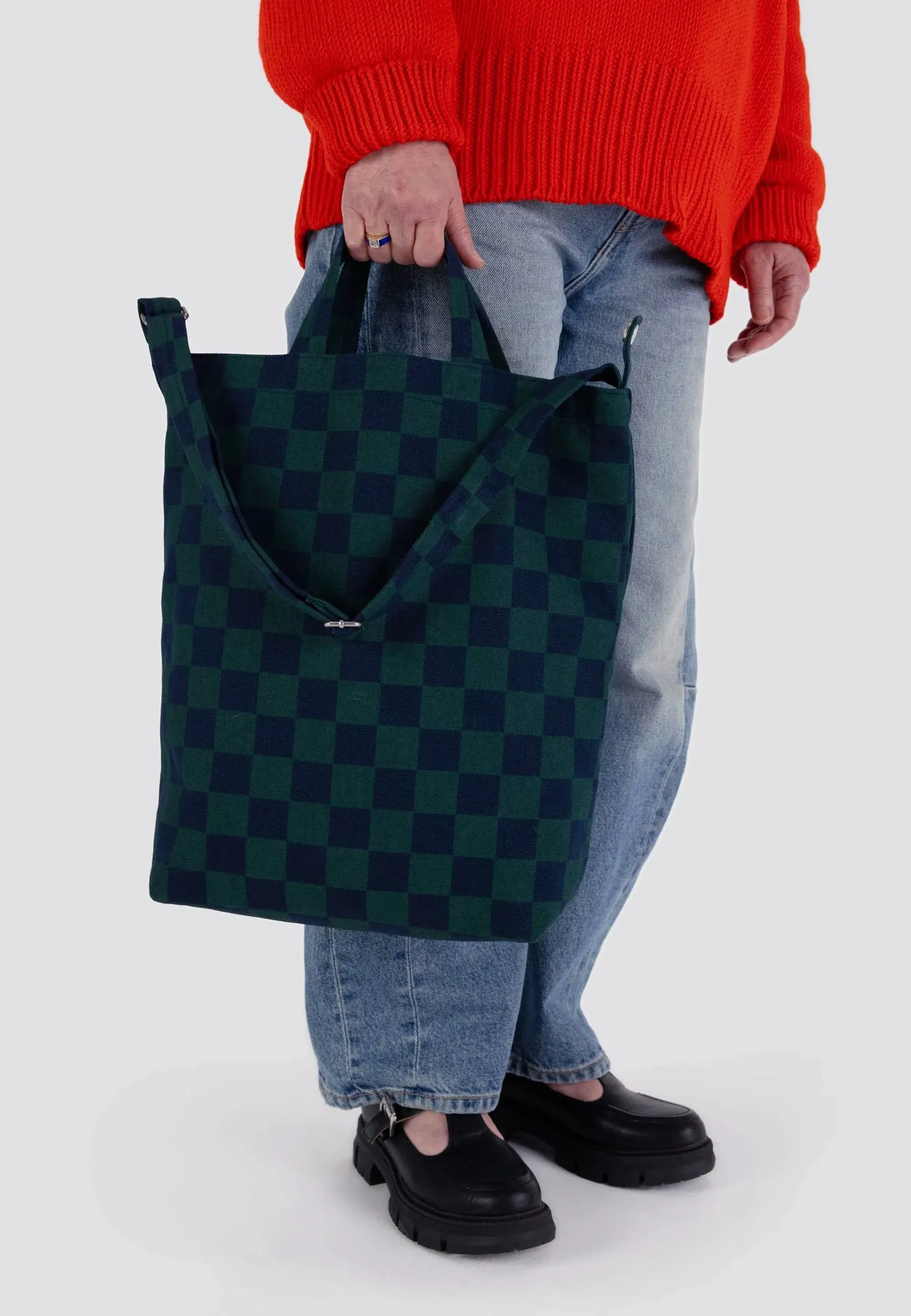 Zip Duck Bag - Navy Green Check